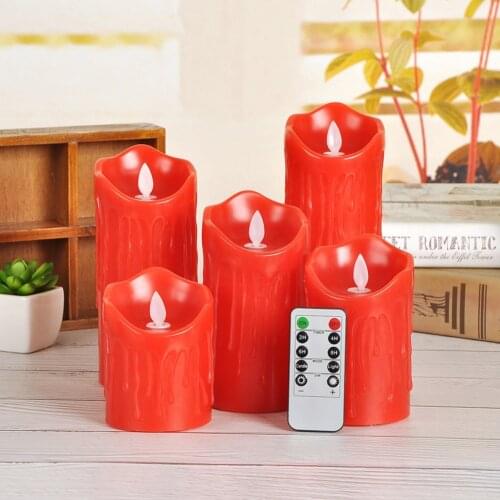 5Pcs LED Candles Lights, Flameless Candles Light Tears Pillar Candle with Remote Easter Candle Wedding Xmas Decoration Lighting