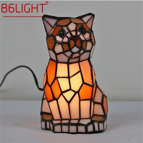 86LIGHT Tiffany Table Lamps Modern LED Dog Shade Desk Light Creative for Home Bedside Decoration