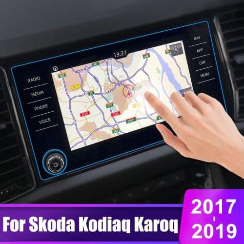 Car Tempered Glass Film Navigation Screen Protector Film LCD Sticker For Skoda Kodiaq Karoq 2017 2018 2019 2020 Accessories