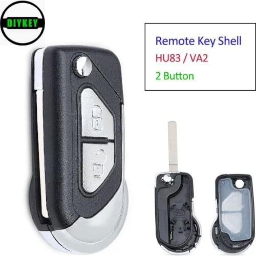 DIYKEY Folding Flip Key Remote Key Shell Case Replacement 2 Button for Citroen C3 DS3 VA2 / HU83
