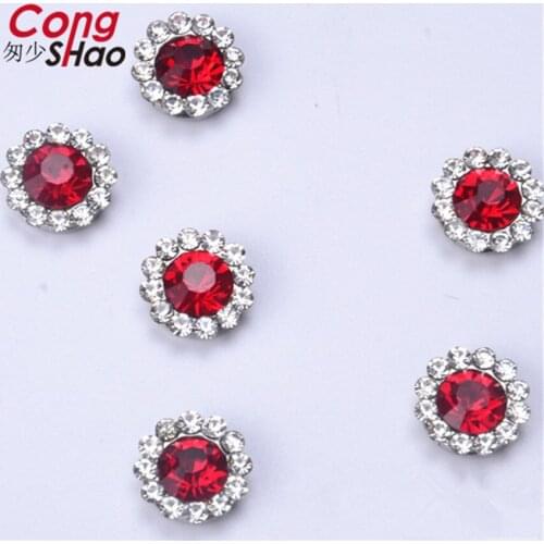 Cong Shao 50PCS 12mm Stainless steel support Sun flower Rhinestone stones and crystals DIY Decoration Garment Accessories CS684