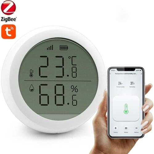 Tuya Zigbee Temperature and humidity Detector Smart temperature and humidity detector works with Tuya zigbee gateway