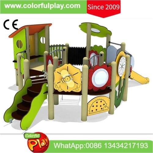 Child Backyard Wooden Play System with Tunnel Stainless Steel Slide PE Climber for Garden Preschool Nursery China Manufacturer