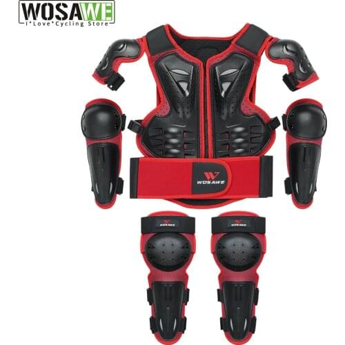 WOSAWE Childrens Sleeveless Motocross Back Support Protective Armor Vest Snowboard Skiing Sports Safety Protection Knee Guards