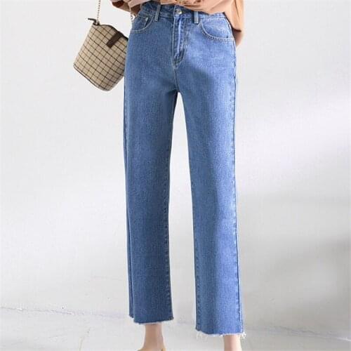 Jeans Women Autumn Casual Denim Pants Korean Streetwear Female Vintage Ankle-length Pants Straight Pants
