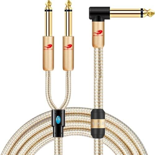 HiFi 1/4 Inch TS Mono Male 6.35mm to Dual 6.35mm Male Jack Audio Cable Mixer Console Guitar Amplifier Keyboard Stage Splitter