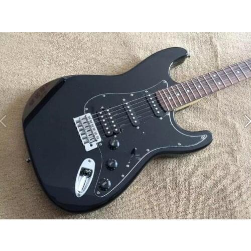 Free delivery of new black electric guitar HSS pickup truck, black guard board, customizable