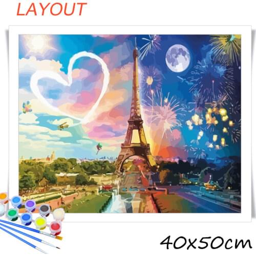 AZQSD Painting By Numbers City Street Hand Painted On Canvas Tower Acrylic Picture Oil Painting By Numbers Home Decor 60x75cm