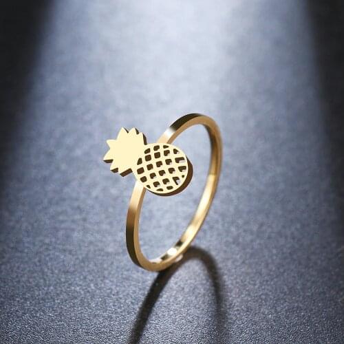 DOTIFI For Women Ring Fruit Pineapple Hollow Stainless Steel Gold and Silver Color Delicate Fashion Gift R333