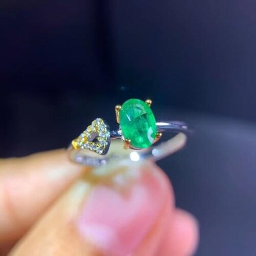 Fashion delicate triangle Fan Natural green emerald gem Ring S925 Silver Natural Gemstone Ring Womens office gift Rings Jewelry
