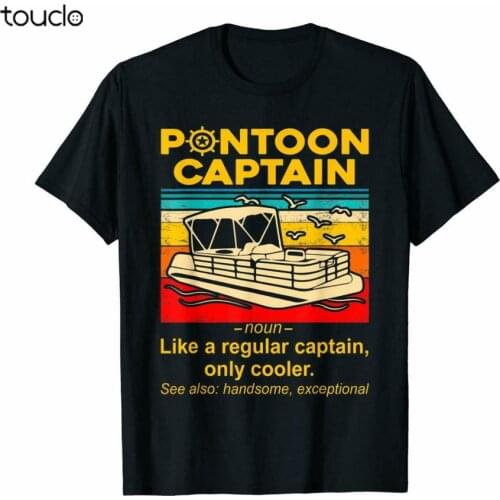 Pontoon Captain Definition Handsome Cool Boating Vintage Funny Black T-shirt