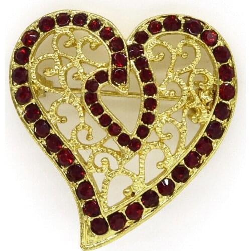 Red Rhinestone Heart Pin brooches C406 C2
