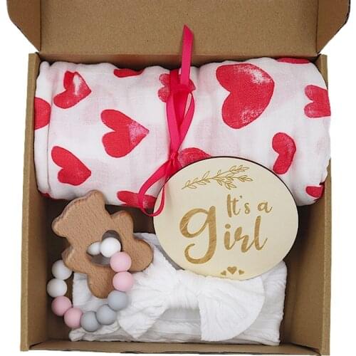 Muslin Swaddle Solid Wrap Muslin Big Diaper Headband Pacifier Chain Photography Supplies Birth Gift Baby Milestones Set