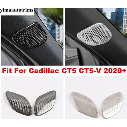 Car Front Door A Pillar Speaker Cover Trim For Cadillac CT5 CT5-V 2020 2021 Silver / Black Stainless Steel Interior Accessories