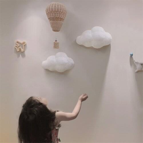 Nordic cotton cloud wall lamps cute childrens bedroom bedroom battery wiring living room aisle study wall lights deco fixtures