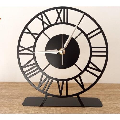 Table clock, Modern and Geometric Clock, Desktop Metal Clock, Table top clock, Circle Black Rome Number