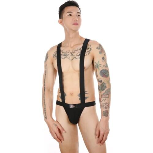 Novelty Sexy Suspender Lingerie Men Mankini Thong Underwear Elastic Strap Bodysuit Man Erotic Costum hombre Body Briefs