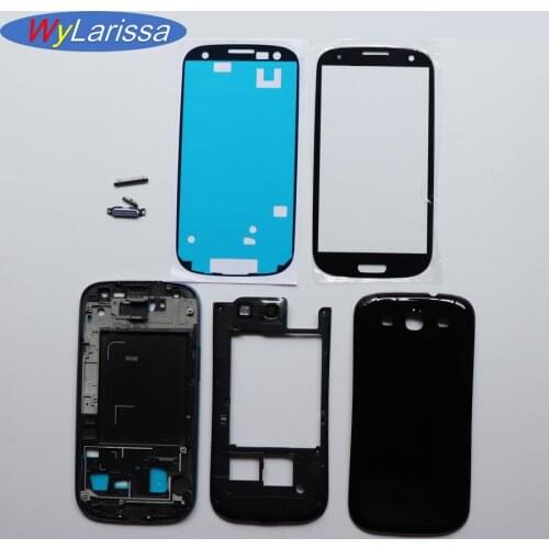 New Full Set for samsung galaxy s3 i9300 9300i Housing Case +Middle Frame +Back Cover Battery door+ Front Glass +Adhesive