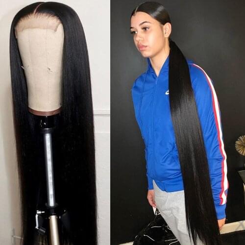 32 34 36 38 Inch Bone Straight Closure Wig Remy Lace Front Human Hair Wigs For Black Women Human Hair Lace Frontal Closure Wig