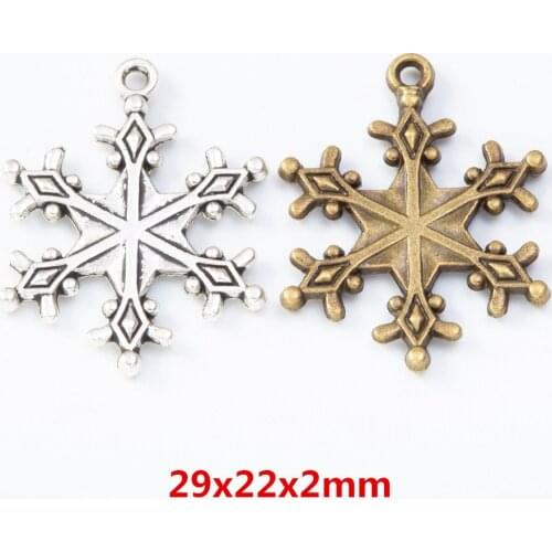 25 pieces of retro metal zinc alloy snowflake Pendant for DIY handmade jewelry necklace making 8046