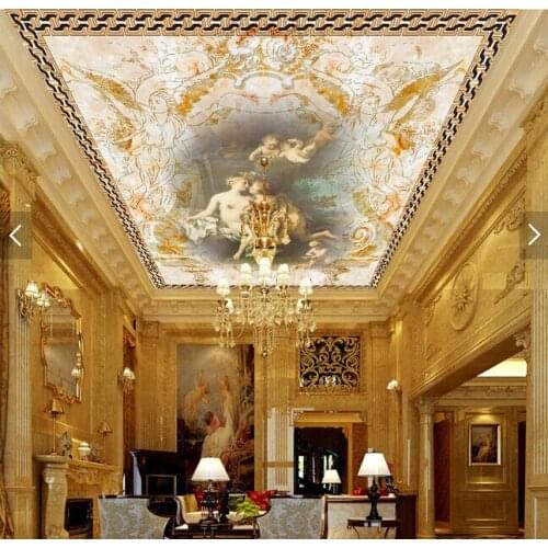 Custom ceiling wallpaper.Angel love murals for the living room Hotel Restaurant ceiling wall waterproof vinyl papel de parede