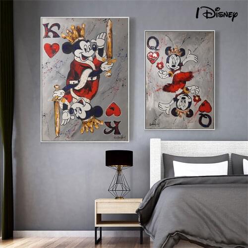 Disney Anime Mickey Mouse Posters and Prints Poker Painting Canvas Wall Art Picture For Living Room Home Decor Frameless