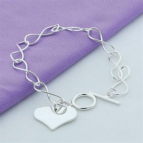 Silver Charm Bracelets For Women 925 Silver Original European Female Heart Bracelet Jewelry Gift