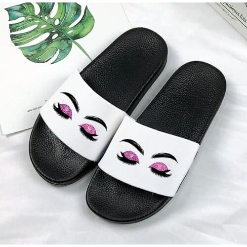 Ladies Slippers Summer eyes Print Soft Thick sandals Non-Slip Beach Slides Indoor Outdoor slipper Non-slip filp flop Women shoes