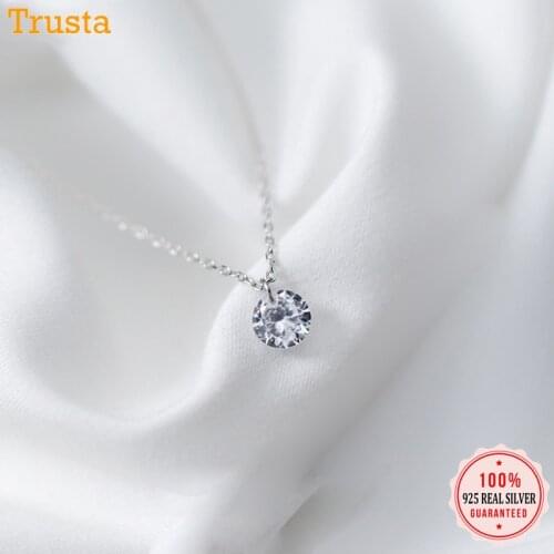 Trustdavis 100% 925 Sterling Silver Dazzling Cubic Zircon Round Circle CZ Pendant Necklace For Women Silver 925 Jewelry DS842