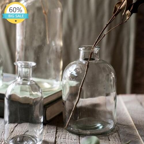 Narrow Mouth Modern Tabletop Nordic Vase Simple Hydroponics Transparent Glass Flower Vase Small Jarrones Home Decoration AH50VS