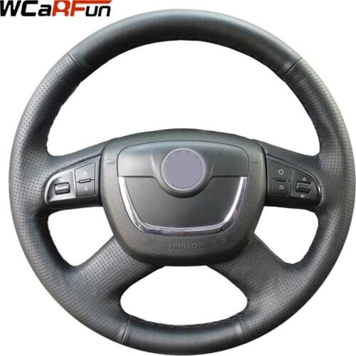 WCaRFun Black Artificial Leather Car Steering Wheel Cover for Skoda Octavia Octavia a5 a 5 Superb 2012 2013