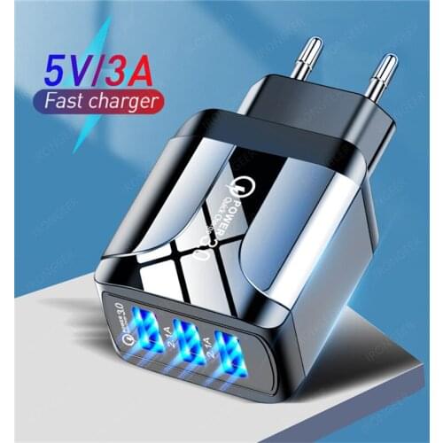 3 Ports USB Charger Quick Charge 3.0 2.4A Mobile Phone Fast Charger Adapter For iPhone Samsung Xiaomi Huawei EU/US/UK Plug