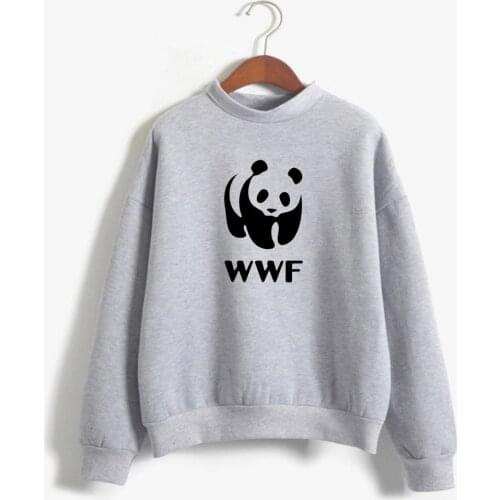 Novelty Streetwear Women Hoodies WWF PANDA black white Printed tideway Fashion Casual Unisex Pullover Hoodie O-neck SweatshirtsN