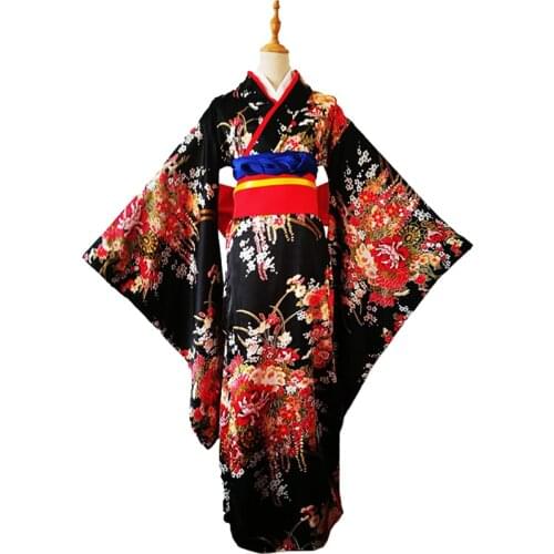 Long Sexy Kimono Japanese Floral Woman Yukata Dress Women Kimono Dress Cosplay Yukata Traditional Cosplay Party Hallowee Costume