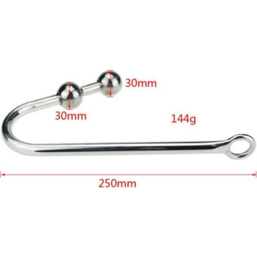 1PC RYSM-010 Stainless Steel 30mm Double Ball Anal Hook Prostate Massager Sex Toys For Men Gay,The Hook Anal Beads Sex Products