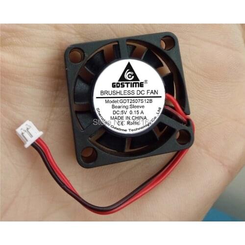 10Pcs Gdstime DC 5V 1.25 2Pin Connector Micro Brushless Cooling Fan 2507 25mm 25x25x7mm