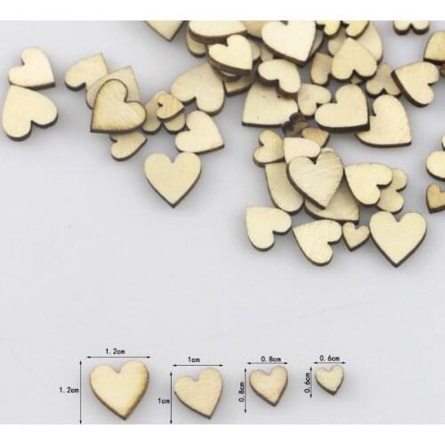 100pcs Mixed Love Heart Shape Wooden Wedding Table Scatter Decor Rustic Crafts