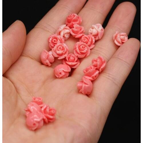 2021Hot Sale Natural Coral Red Flower Shape Through-hole Beads Carved Making Fashion DIY Necklace Bracelet Accessories Gift10Pcs