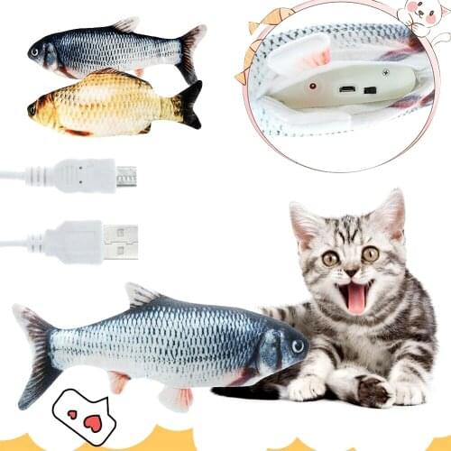 30CM 3D Simulation Fish USB Electric Charging Toys for Cat Interactive Gifts Fish Catnip Toys Stuffed Pillow Doll Fish Toy