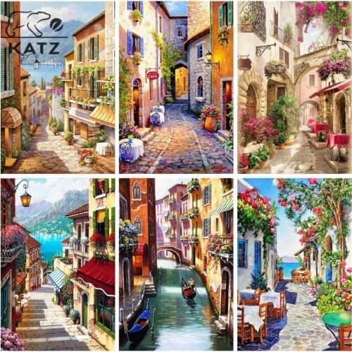 Mediterranean Town Diamond Painting Landscape Painting Embroidery Crossing Diy Diamond Mosaic Gift Cross Stitch Home Decoration