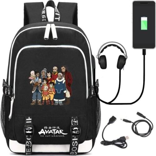 Avatar The Last Airbender Canvas Backpack USB Charging School Bag Tardis Music Mochila Shoulder bag Travel bag Laptop Bagpack