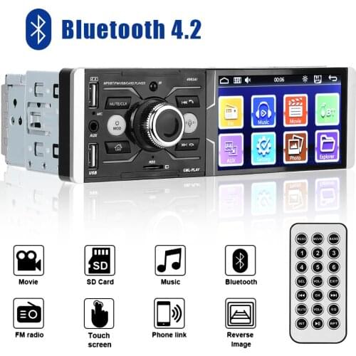 LEEPEE Autoradio Stereo Audio Bluetooth 4.2 Voice Control DC 12V 4.1'' Touchscreen Car MP5 Video FM Radio Player Multimedia