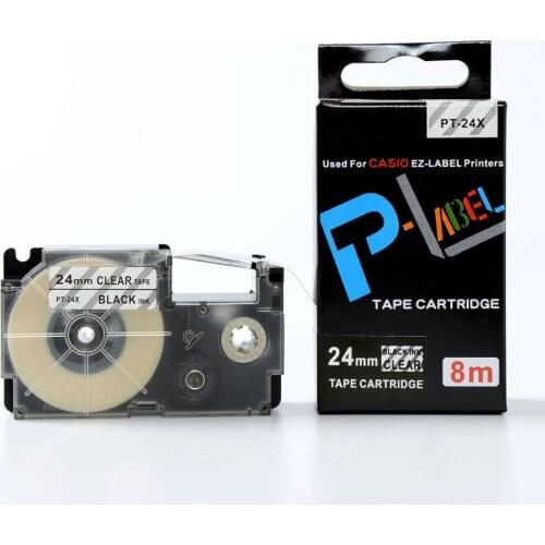 Free shipping 10 pcs/lot 24mm Black on Clear XR-24X compatible label tapes for EZ label printers