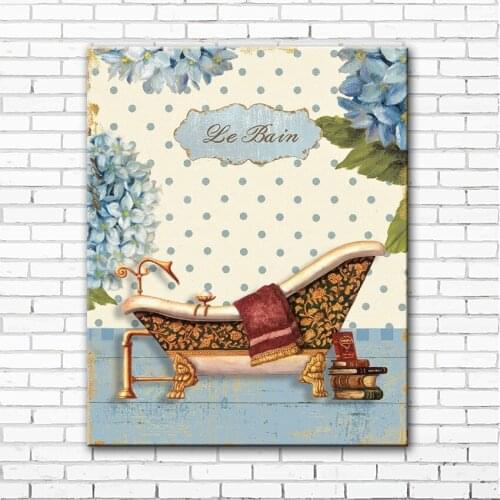 Free shipping pastoral bathroom landscape cartoon canvas printings oil painting printed on canvas wall art decoration pictures