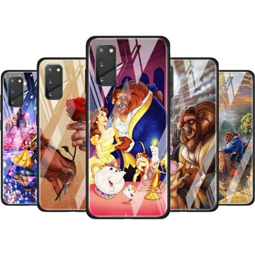 Beauty and the beast for Samsung Galaxy S20 FE Ultra Note 20 S10 Lite S9 S8 Plus Luxury Tempered Glass Phone Case Cover