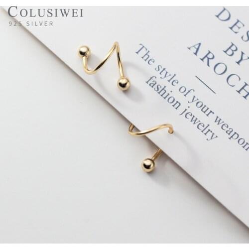 Colusiwei Light Beads Geometric Line Spiral Stud Earring for Women Fashion 925 Sterling Silver Anti-Allergy Earring Fine Jewelry