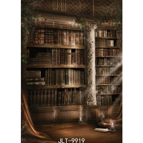Barren Library with Spiderweb Background Halloween Wooden Floor Backdrops Vinyl Cloth Photographic Backgrounds for Photo Studio