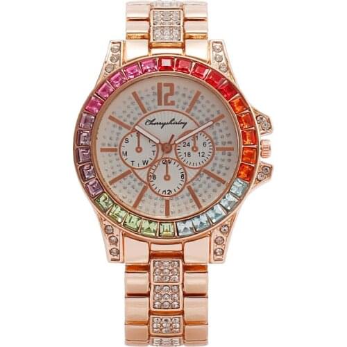 Kobiet Zegarka 2021 Casual Full Steel Quartz Watch Women Luxury Rhinestone Womens Watches Female Wristwatch Relogio Feminino