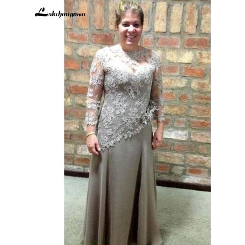 Lace Long Sleeve Mother of the Bride Dresses Elegant Groom Mother Dress A-Line Chiffon Wedding Party Dresses
