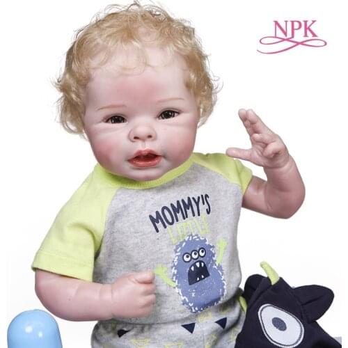 NPK 55CM newborn soft body bebe doll reborn baby boy doll size blond rooted hair detailed 100% handmade collectible art doll